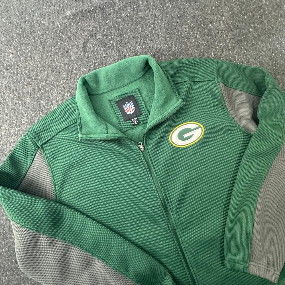 Green Bay Packers G-III Jacket Men's XXL Full Zip Waffle Knit Fleece Green Gray